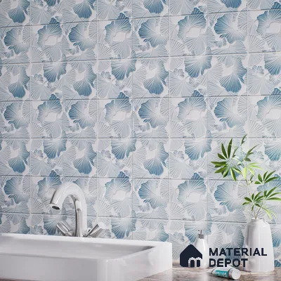 Floral Wall Tile TL 07244 B Florina 1006 1 ft x 1 ft Ceramic Glossy Finish - 9 mm  | 2 mm Spacer is Mandatory | Please Expect a Slight Variation of Pattern (Sample)